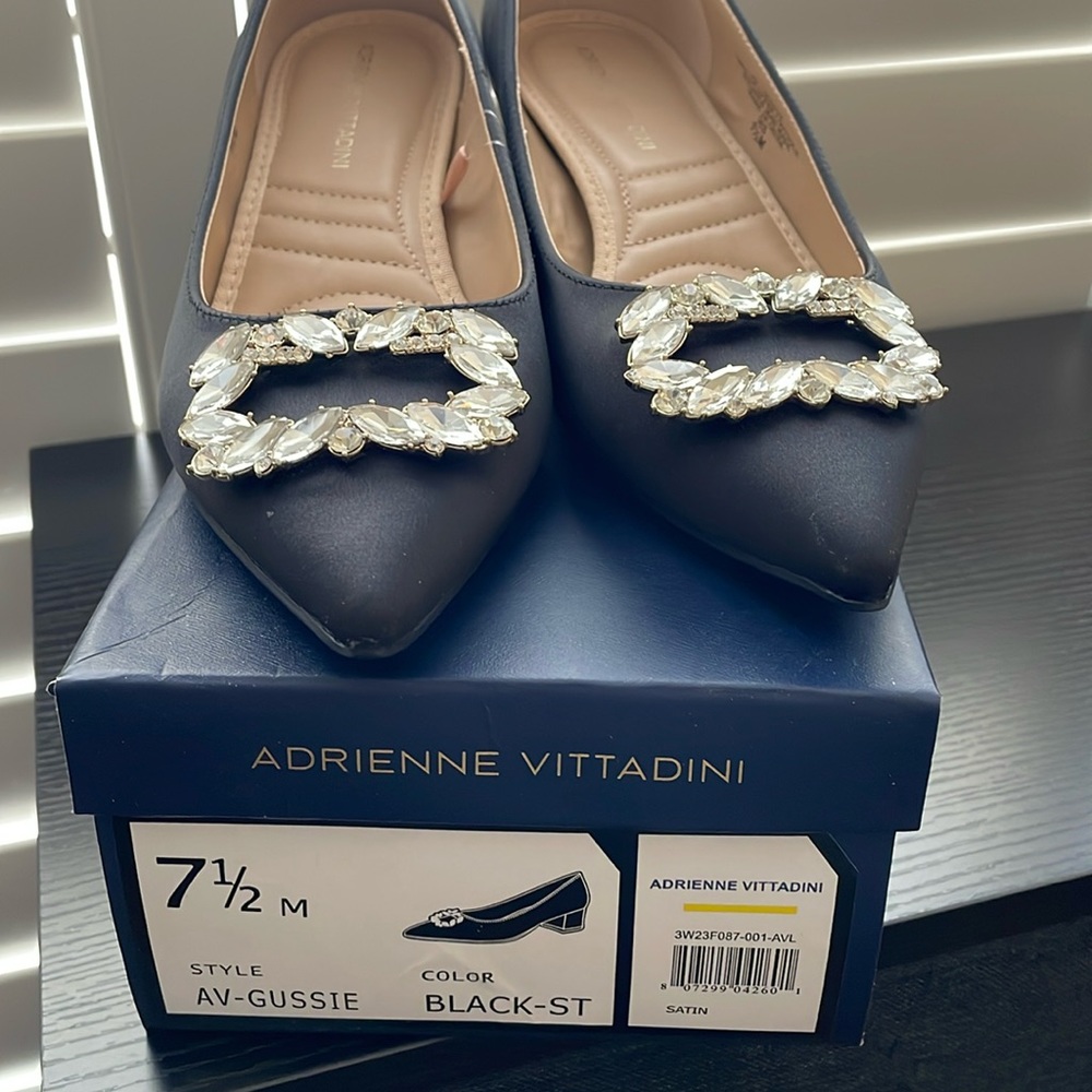 Adrienne Vittadini Black Satin Dress Pumps